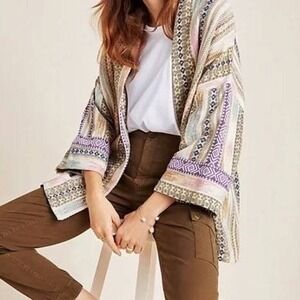 Anthropologie Andersen & Lauth Tapestry Woven Kimono Jacket Southwestern Blanket